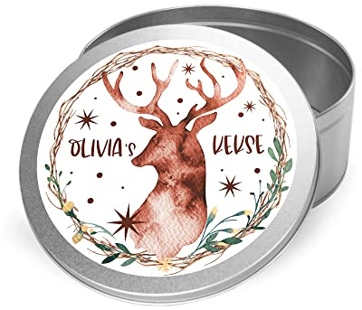 GRAZDesign Keksdose personalisiert mit Namen Hirsch Plätzchendose Weihnachten Gebäckdose | Dose für Weihnachtsplätzchen Geschenk für Kinder