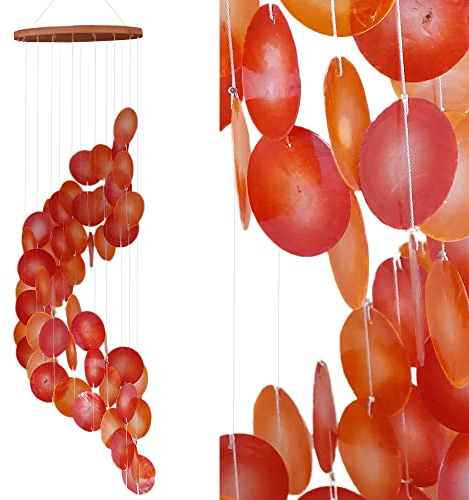 ART-CRAFT Capiz Muschel Kette Girlande Spirale orange als hänge Deko für Fenster oder deko Wohnzimmer Garten Dekoration Länge 90cm