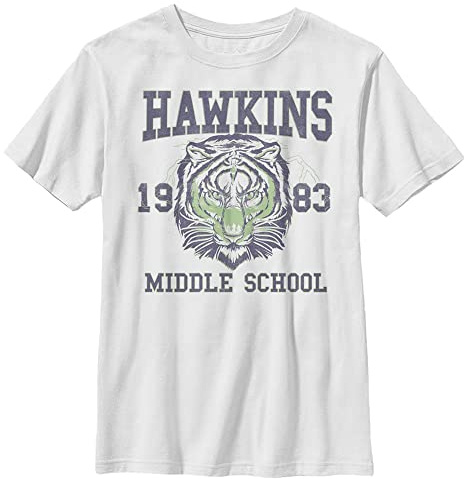 Stranger Things Unisex barn Tiger Sep kortärmad T-shirt, vit, en storlek, Vit, one size