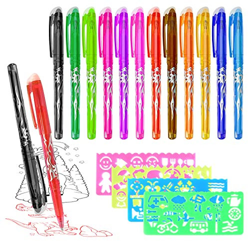 Radierbarer Kugelschreiber Tintenroller 12 Stück Mit Malerei Vorlage 0.5mm Löschbare Gelstifte Stifte Mit Radiergummi
