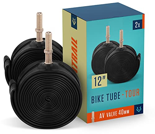 Alphatrail 12 Zoll Schlauch AV Autoventil 2X Set mit Mobilitätsgarantie I Kompatible Reifen für Schwalbe, Continental, Conti, Michelin, Kenda, Maxxis & Puky Schlauch 12 1/2 x2 1/4