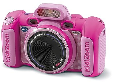 VTech - KidiZoom Duo FX Rose, Appareil Photo Numérique Enfant, Photo, Selfie, Vidéo, Écran Couleur, Studio BD, Filtres et Effets Rigolos, Cadeau Enfant de 4 Ans à 12 Ans - Contenu en Français