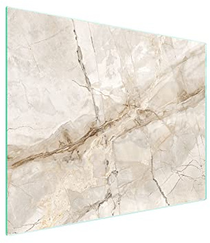 DarHaus Tagliere da cucina in vetro temperato, Copri-piano cottura a induzione, piano decorativo universale 52x40 cm, Marmo beige
