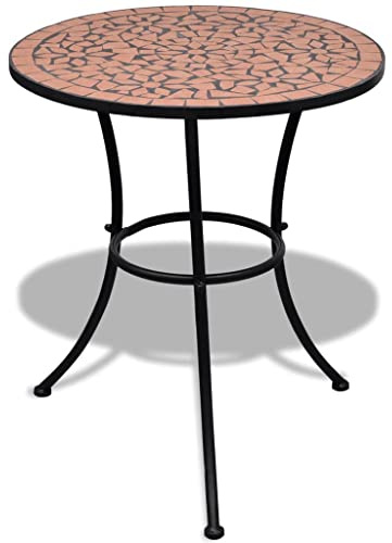 ZQQLVOO Bistrotisch Terracotta-Rot 60 cm Mosaik Garten Terrasse Esstisch Campingtisch Partytisch Geeignet für Balkone, Terrassen, Decks