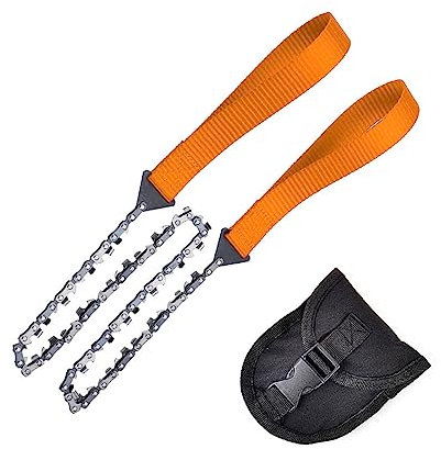 Fexplendid sierra de cable, pocket survival saw, Sierra de bolsillo portátil: herramienta de corte confiable para aventuras al aire libre y jardinería (25in/33teeth/orange nylon strap)