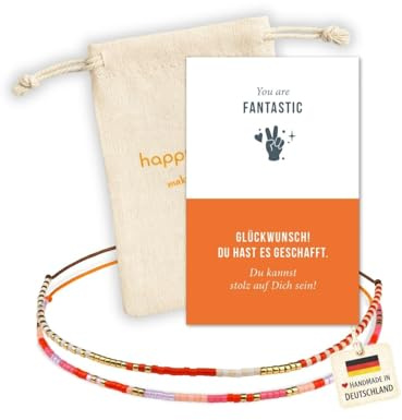 happymaker - Freundschaftsarmbänder, handgefertigt aus Miyuki Perlen in Deutschland mit Geschenkverpackung und Spruchkarte, Happy Birthday, Good Luck, BFF, Glückwunsch