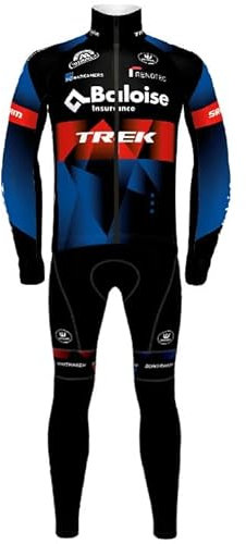 louizumify Performance Herren Radtrikot Langarm mit 3 Taschen - Reflektierendes Feuchtigkeitsableitendes Material