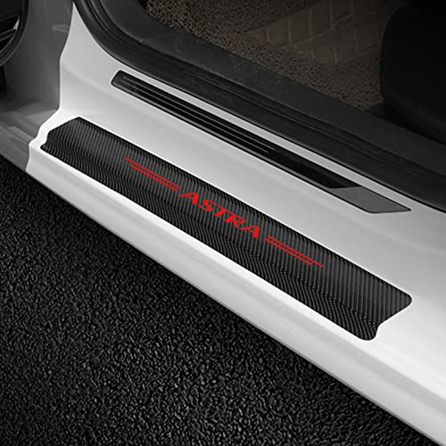 Symilov 4 Piezas Pegatina para Umbral de Coche para Op-el Astra J H G K, Accesorios de Decoración Peinado para Estribos de Fibra Carbono de Antiarañazos,Red
