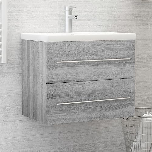 puraday Mobile Lavabo Grigio Sonoma 60x38,5x48 cm in Legno Multistrato Mobile Sotto Lavabo Mobili Bagno Mobiletto Lavandino Bagno Mobiletto Per Lavabo Spazio Sufficiente Per Riporre Gli Oggetti