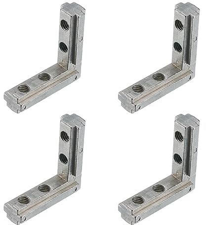 sourcing map L-Forme Intérieur Joint Support, 4pcs Intérieur Coin Connecteurs Pour 4040 Série Aluminium Extrusion Profil Fente 8mm (Argent)