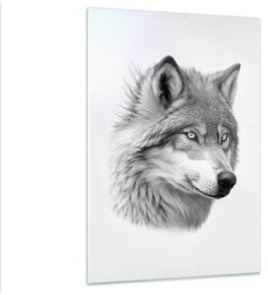 Bilder auf Glas Wolf Tier Skandinavisch Glasbild 50x70cm Wandbilder Dekoration Wohnzimmer Schlafzimmer Küche Deko Klein Wanddeko Bild im Glas Wand Kunstdruck Art Modern Wall Decor GPA50x70-5661