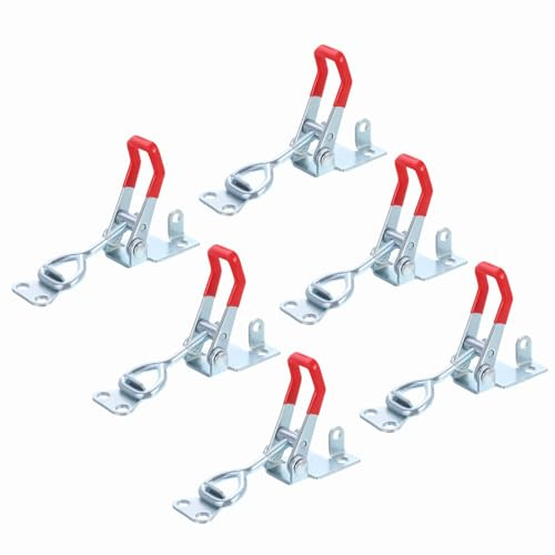 sourcing map 6 abrazaderas de cierre de palanca, abrazadera de palanca ajustable de hierro de 5 pulgadas, capacidad de sujeción de 400 libras, tirador para caja de caja, puerta, gabinete