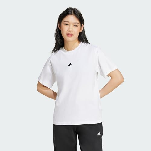 adidas Women's Essentials Small Logo Cotton Shirt, White/Black, XS