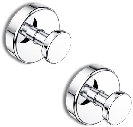 Bntuk Pack of 2 Suction Cup Shower Hooks, Removable Bathroom Hooks for Window, Glass Door, Wall, Bathrobe Hanger – Chrome