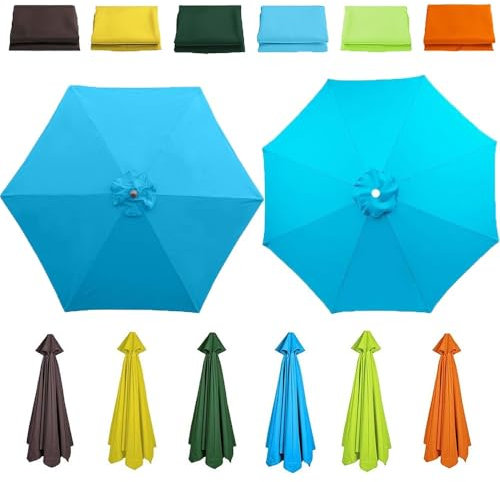 YCBTPS Sonnenschirm Ersatzbezug 270/300cm Terrassenschirm Ersatzdach Ersatz Baldachin Für 6/8Streben Abdeckung Gartenschirm Stoff Ersetzen Ersatz Bezug(Blue,300cm-6rib)