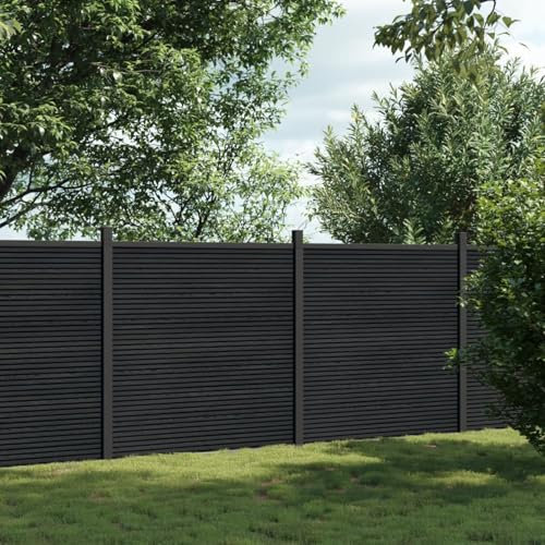 IKAYAA Pannello di Recinzione in WPC Recinzione WPC Set Completo di Recinzione Steccato per Giardino Staccionata Recinzione Pannello WPC-Grigio-353 x 186 cm