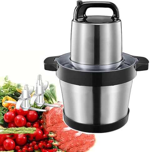 Procesador de alimentos, mezclador de carne de cocina de 5 litros, mini picador de verduras, molinillo de alimentos con cuenco de acero inoxidable, picador para carne, verduras, frutas, frutos secos
