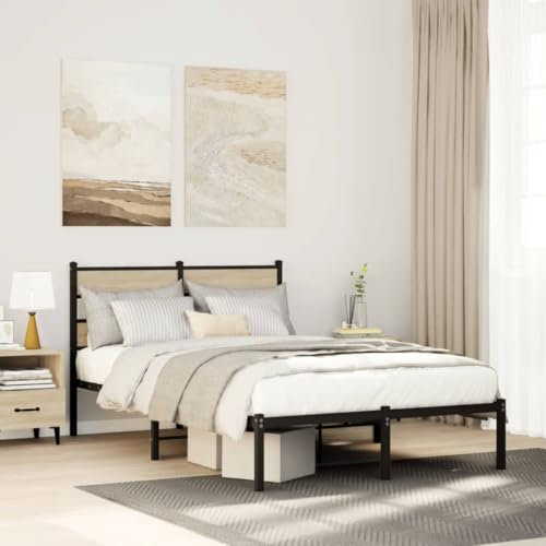 ShGaxin Metallbett ohne Matratze Sonoma-Eiche 120x200 cm, Bett, Bed Frame, Familienbett, Bettrahmen, Bett Gestell, Bett Rahmengestell, Schlafzimmer Bett - 4017100