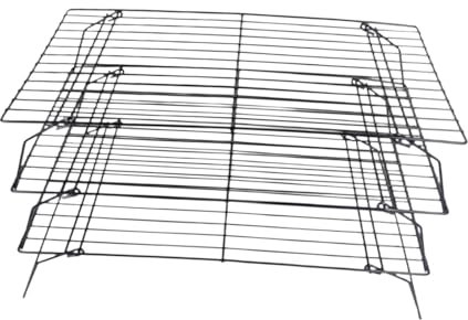 FytStycale Wire Cooking Rack, Biscuit Cooling Rack, Black Steel, Drying, Cooking, Baking, Cooling Rack, Cooling Wire Roasting Rack for Pizza, Multi, Three layer