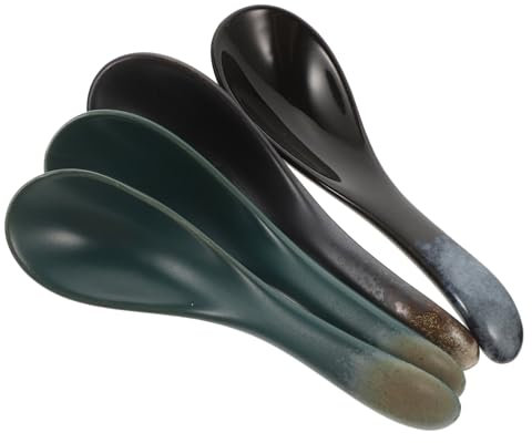 Cabilock Cucharas Soperas De Cerámica Tamaño Pequeño Resistentes Para Comida y Avena Uso Restaurante Set De 4 Piezas