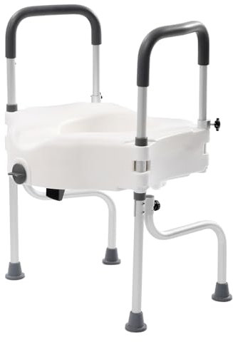WooDerson Toilettensitzerhöhung und Sicherheitsrahmen für ältere Menschen, Toilettensitzerhöhung mit Armlehnen, Beinhöhenverstellbarer, 150 kg Tragkraft, für Schwangere, Behinderte, älter