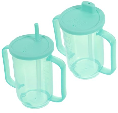 NIYANGLE 2stücke Pflege Tasse Mit Strohhalm Für Erwachsene Auslaufsicherer Becher Für Senioren Wiederverwendbarer Kunststoffbecher Für Behinderte Patienten Ergonomisch Designed Für Einfache