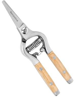 Berry&Bird 8'' Stainless Steel Straight Pruning Shears, Pointed Blade Hand Pruner with High Rebound Spring & Safety Lock, Garden Secateurs Clippers for Gardening Trimming Cutting Bonsai