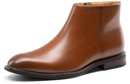 Bruno Marc Bottines Chelsea pour homme avec fermeture éclair, bottines habillées à la cheville, chaussures de marche en cuir tendance, marron, 42.5 EU