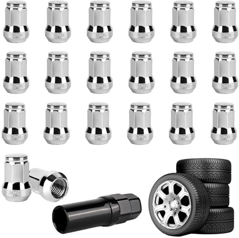 YYTECH 20 tuercas de rueda M12 x 1,25, 60°, cierre cónico, tuercas cromadas con Ford, Toyota, Hyundai, Kia, Honda, Mazda