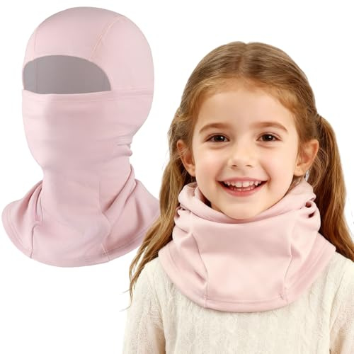 BAISEN Kids Balaclava Winter Windproof Warm Ski Mask Balaclava for Boys Girls, Outdoor Sports Cycling Prevent Cold Plus Fleece Face Mask- One Size Pink