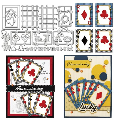 UNICRAFTALE 44pcs Playing Cards Metal Cutting Dies Reusable Poker Card Game Embossing Cut Stencils Background Stencils Dies for DIY Card Making DIY Crafts Scrapbooking Decoration
