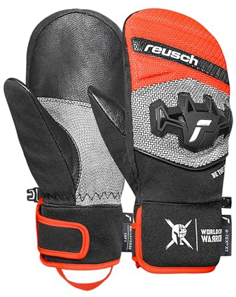 Reusch Worldcup Warrior R-TEX XT Junior - Guanti da corsa caldi per bambini e ragazzi, impermeabili, antivento e traspiranti, con protezione per le caviglie, imbottitura per dita e palmo in pelle di