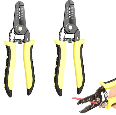 2Pcs Wire Strippers Electrical, 10-22 AWG Multi-Gauge 7 Cable Stripper