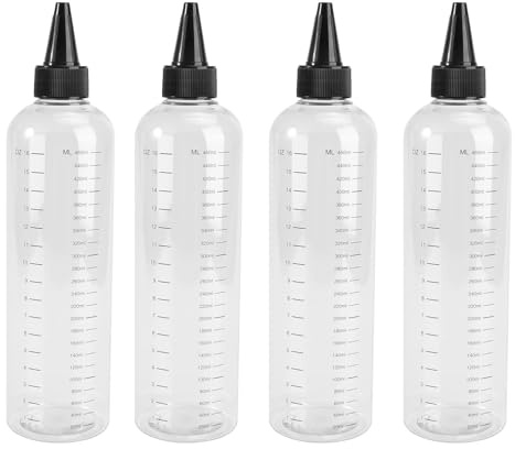 MUELODSIC 4 piezas Botellas Exprimibles para Cabello de Unidades Botella Dosificadora con Fino Transparente y Graduada para Aplicación de Tintes y Aceites Capilares