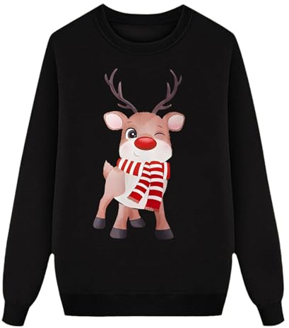 Jultröjor matchande familj 2025 långärmad rund hals ren snöflinga julgran sweatshirts nyhet familj jul pullover för män, kvinnor jumper, 1-svart, 6-7 Years