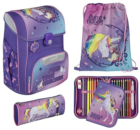 Scooli Schulranzen Set EasyStart Unicorn Academy, ergonomisch, Grundschule