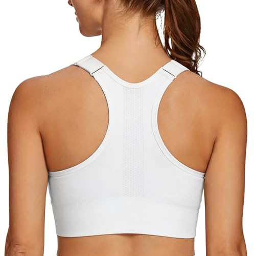 Leversic Gym Toppar Dam Sport BH med Justerbara Breda Axelremmar Ryggar Racerback Sport Bas Stöd Medium till Hög Löpning, Fitness, Yoga S-XL, Vit, M