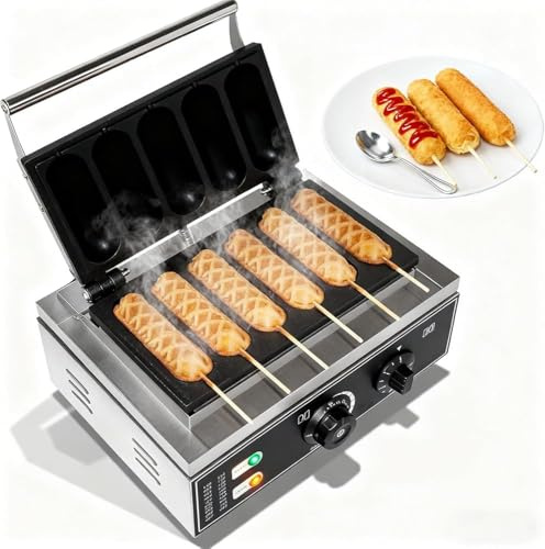 Mini waflera eléctrica, 1550 W, antiadherente, fácil de limpiar, mango aislado, termostato ajustable y temporizador para panaderías