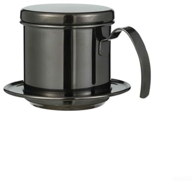 Honseadek Filtro de café vietnamita, gotero de acero inoxidable con agujeros de filtro finos para una filtración completa, compatible con cafetera Moka, plateado (negro)