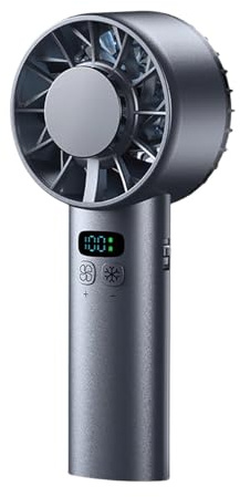 Sbshiouu Piccolo ventilatore tascabile con display digitale, 5200 mAh, tavolo da esterno con grande batteria adatta per uso personale portatile USB ricaricabile palmare