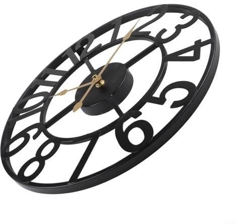 CNANRNANC Große Außenwanduhr für den Garten mit Metallrahmen und Vintage-Design, wetterfest und leise, große Zahlen für einfache Lesbarkeit in verschiedenen Umgebungen(C)