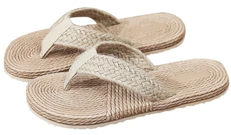 Générique Sandales Femme Été Confortable Tongs Mode Imité Paille Simple Moderne Plates pour Extérieur Douces pour la Plage et Activités Estivales Quotidiennes Sandales Femme Été Confortable