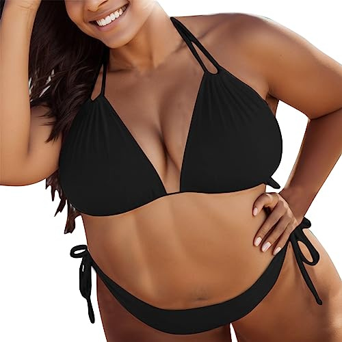Maillot de Bain Femme 2 pièces Bikini Taille Haute Push up Sexy Plage Chic Réglable Dos Nu Ensemble Été Triangle Rembourré Lacet A134