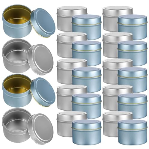 PACKOVE Latas para Velas Perfumadas 24 Piezas Tapas, Portavelas Vacíos para Bricolaje y Recipientes para Hacer Velas Caseras