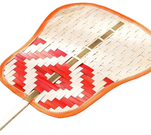Ventagli in paglia intrecciata, Ventaglio di banana con foglia palma intrecciata, fatto a mano, zanzara rinfrescante for bambini, portatile, rossa(Color4)