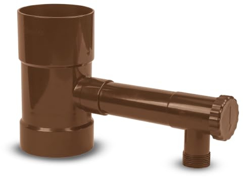 Regnvattenuppsamlare DOJA Barcelona – Brun – 80 mm – Justerbar kran för tank, uppsamlare för regnvatten, enkel installation, robust material, mångsidighet för bevattning och hushållsåtervinning