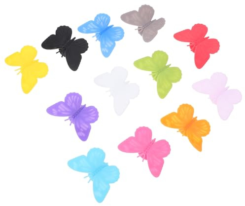 NIYANGLE 12pezzi Marcatori per Bicchieri da Vino in Silicone a Forma di Farfalla con Attacco Facile e Adattamento per Feste e Raduni a Casa Colore Casuale