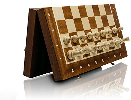 Professionelles Tournament Magnetschach Set NO. 3 | Master Of Chess | Intarsien Schachbrett 35 cm | Reiseschach magnetisch Staunton-Steine und Holz Schach Brett Kinder und Erwachsene