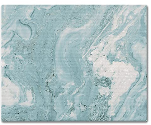 CounterArt Teal Quartz Design 3mm Heat Tolerant Tempered Glass Cutting Board 15” x 12 Serving Board Charcuterie Board Dishwasher Safe