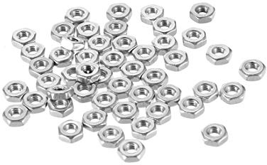 sourcing map 50 Stück Sechskantmuttern M3x0,5 mm Muttern mit metrischem Grobgewinde Edelstahl 304